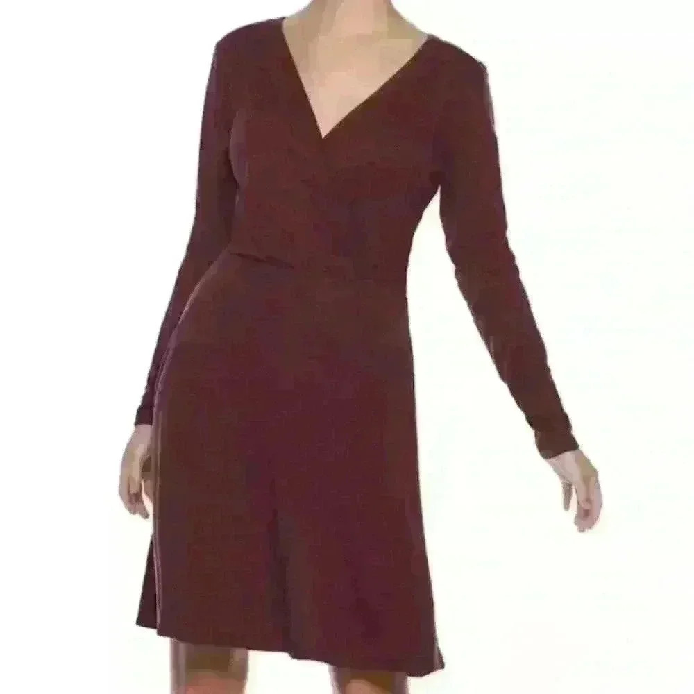 Candie's Faux Wrap Sweater Dress Small Burgundy